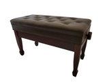 Woodmaster Adjustable Artist Piano Bench with Storage | Dark Mahogany with Tufted Seat | Same Day Shipping