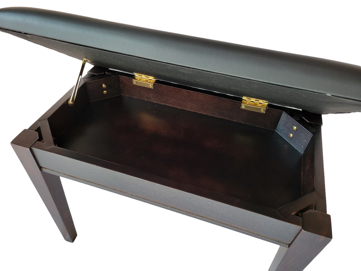 Classic Piano Bench with Upholstered Seat and Storage Dark Rosewood
