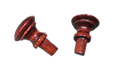 Two wooden knobs with mahogany finish with peg ends. {In Tune Piano Supply | Everett Piano Services}