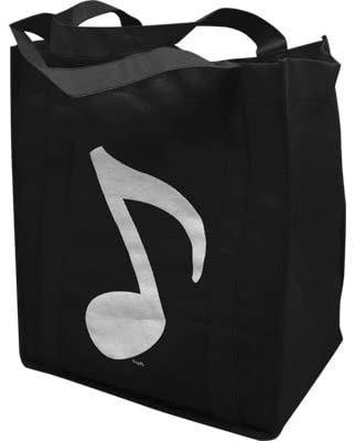 Music Note Grocery Tote Bag | Black and White