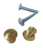 Set of 3 Piano Desk Knobs - Solid Brass - Small 1/2" - Choice of Wood or Machine Screws