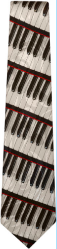 Spiral Keyboard Design Tie | Black and White Necktie | Musician Gift