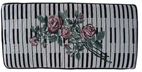 Keyboard & Rose Tapestry Bench Cushion - In Tune Piano Supply
